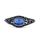 Petite Dainty Vintage Style Oval Thumb Ring Statement Fashion Oxidized Solid 925 Sterling Silver