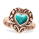 Oxidized Heart Turquoise Filigree Ring