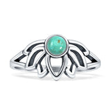 Round Turquoise Lotus Ring