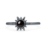 Minimalist 7.4mm Black Onyx Ring 925 Sterling Silver