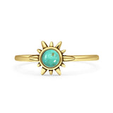 Minimalist 7.4mm Turquoise Ring 925 Sterling Silver