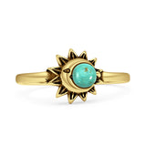 Minimalist 9mm Turquoise Moon Ring 925 Sterling Silver