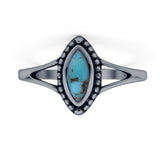 Marquise 11.6mm Turquoise Beaded Ring Oxidized 925 Sterling Silver