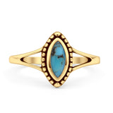 Marquise 11.6mm Turquoise Beaded Ring Oxidized 925 Sterling Silver