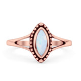 Marquise Lab Created White Opal Ring