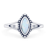 Marquise Lab Created White Opal Ring
