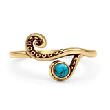 Minimalist Round Turquoise Tentacle Octopus Ring Oxidized 925 Sterling Silver