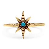 Round Turquoise Starburst Ring Oxidized Beaded 925 Sterling Silver