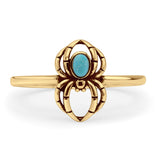 Minimalist 11.5mm Oval Turquoise Spider Ring Oxidized 925 Sterling Silver