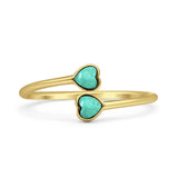 Minimalist 8mm Turquoise Heart Ring 925 Sterling Silver