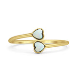 Minimalist 8mm Lab Created White Opal Heart Ring 925 Sterling Silver
