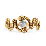 Minimalist 9.6mm Moonstone Snake Ring 925 Sterling Silver