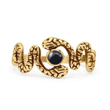 Minimalist 9.6mm Black Agate Snake Ring 925 Sterling Silver