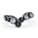 Oxidized Mushroom Chevron Ring