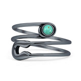 Minimalist 12.5mm Turquoise Safety Pin Oxidized Ring 925 Sterling Silver