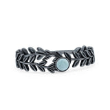 Minimalist 5.8mm Round Larimar Wreath Ring Oxidized 925 Sterling Silver