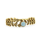 Minimalist 5.8mm Round Larimar Wreath Ring Oxidized 925 Sterling Silver