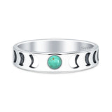 Turquoise Moon Phases Band Ring Oxidized 925 Sterling Silver