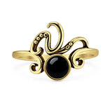 Lab Created Black Onyx Octopus Tentacles Ring Oxidized 925 Sterling Silver