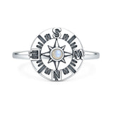 Lab Created Moonstone Compass Ring Oxidized 925 Sterling Silver