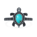 Turquoise Sea Turtle Ring Oxidized 925 Sterling Silver