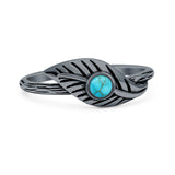 Turquoise Leaf Ring Oxidized 925 Sterling Silver