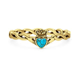 Turquoise Claddagh Heart Ring Oxidized 925 Sterling Silver