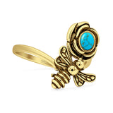 Turquoise Bee Flower Ring Oxidized 925 Sterling Silver