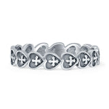 Heart & Cross Ring Oxidized Band