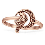 Celtic Raven Crescent Moon Rings