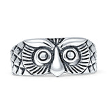Vintage Style 8mm Owl Ring Oxidized 925 Sterling Silver Wholesale