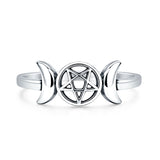  Triple Moon Pentagram Ring
