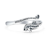 Minimalist 9mm Seahorse Ring Oxidized  925 Sterling Silver