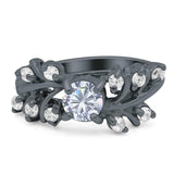 Art Deco Round Natural Stone Floral Ring