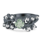 Art Deco Round Natural Stone Floral Ring