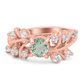 Art Deco Round Natural Stone Floral Ring