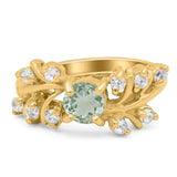 Art Deco Round Natural Stone Floral Ring