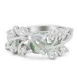 Art Deco Round Natural Stone Floral Ring