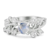 Art Deco Round Natural Stone Floral Ring