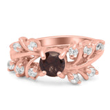 Art Deco Round Natural Stone Floral Ring