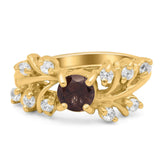 Art Deco Round Natural Stone Floral Ring
