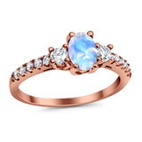 Three Stone Oval Natural Stone Trellis Ring