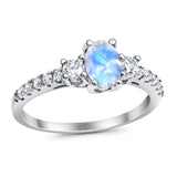 Three Stone Oval Natural Stone Trellis Ring