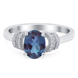 Art Deco Oval Natural Stone Wedding Ring