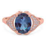 Oval Natural Stone Cluster Wedding Ring