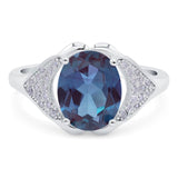 Oval Lab Alexandrite Cluster Wedding Ring 925 Sterling Silver
