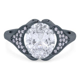 Oval Natural Stone Cluster Wedding Ring