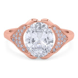 Oval Natural Stone Cluster Wedding Ring