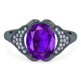 Oval Natural Stone Cluster Wedding Ring