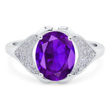 Oval Natural Stone Cluster Wedding Ring